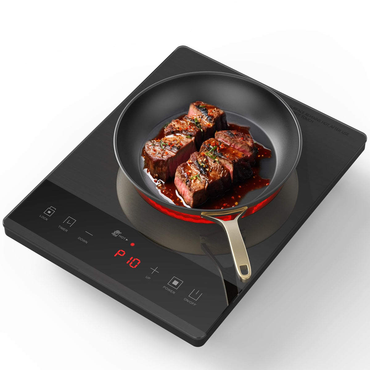 Nuopuplai electric hot plate top view highlights a slim, space-saving design for countertops.