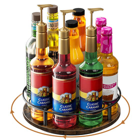 Nuovoware rotating syrup rack top view shows nine bottles organized and accessible