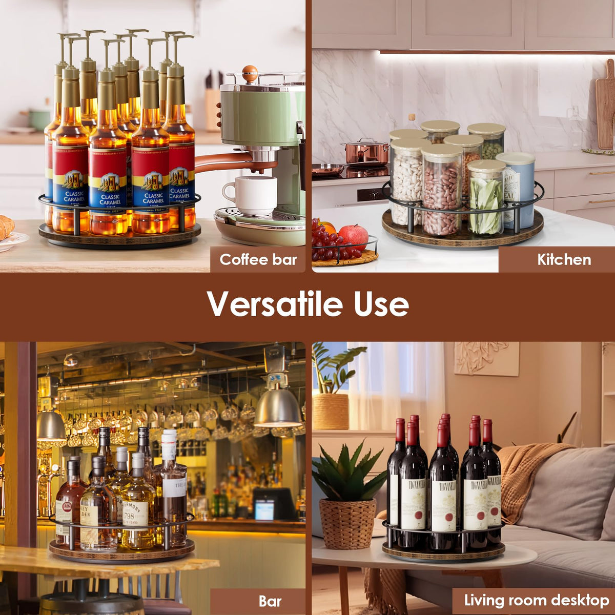 Nuovoware rack fits spices, oils, and syrups for versatile storage