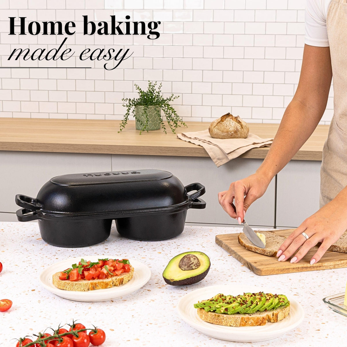 Nuovva black enamel finish complements modern kitchen aesthetics