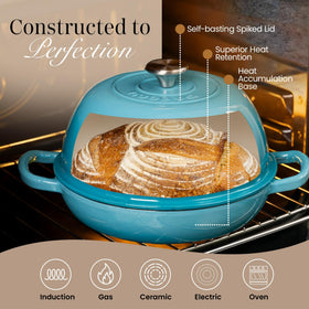 Nuovva enamelled cast iron dutch oven for versatile roasting and stews