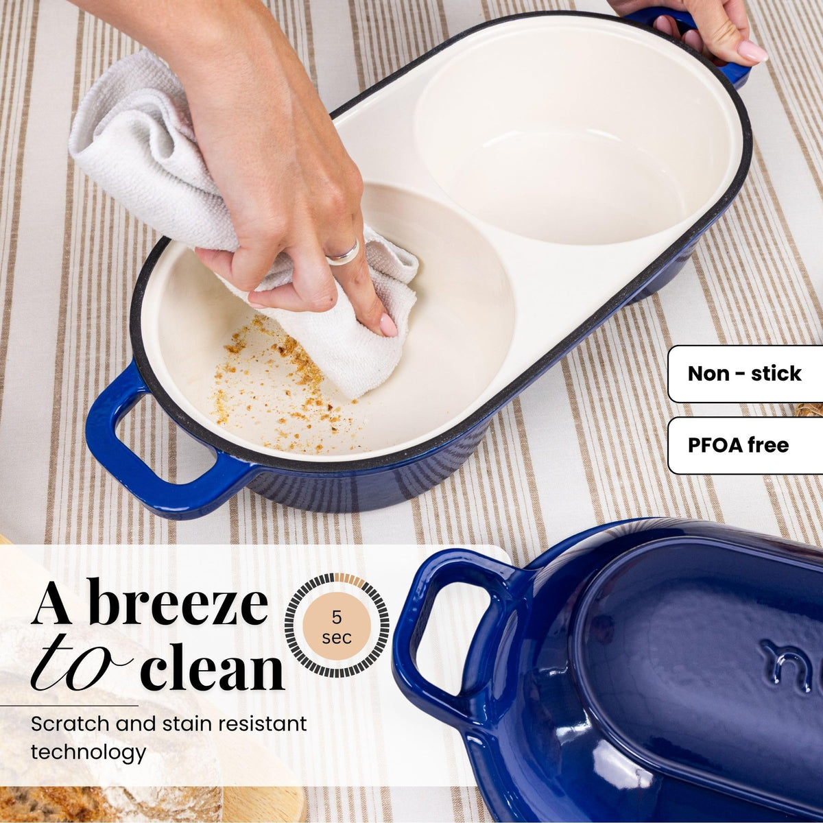 Nuovva oven-safe to 500°F supports versatile baking and roasting.