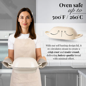 Nuovva cream enamel interior for easy cleaning after baking.