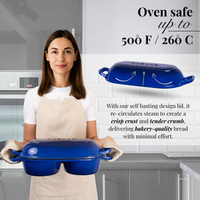 Nuovva double loaf design delivers even heat for uniform crust and crumb.