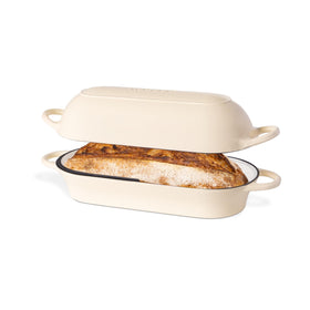 Nuovva enamelled cast iron bread loaf pan cream rectangle delivers durable surface for even bread