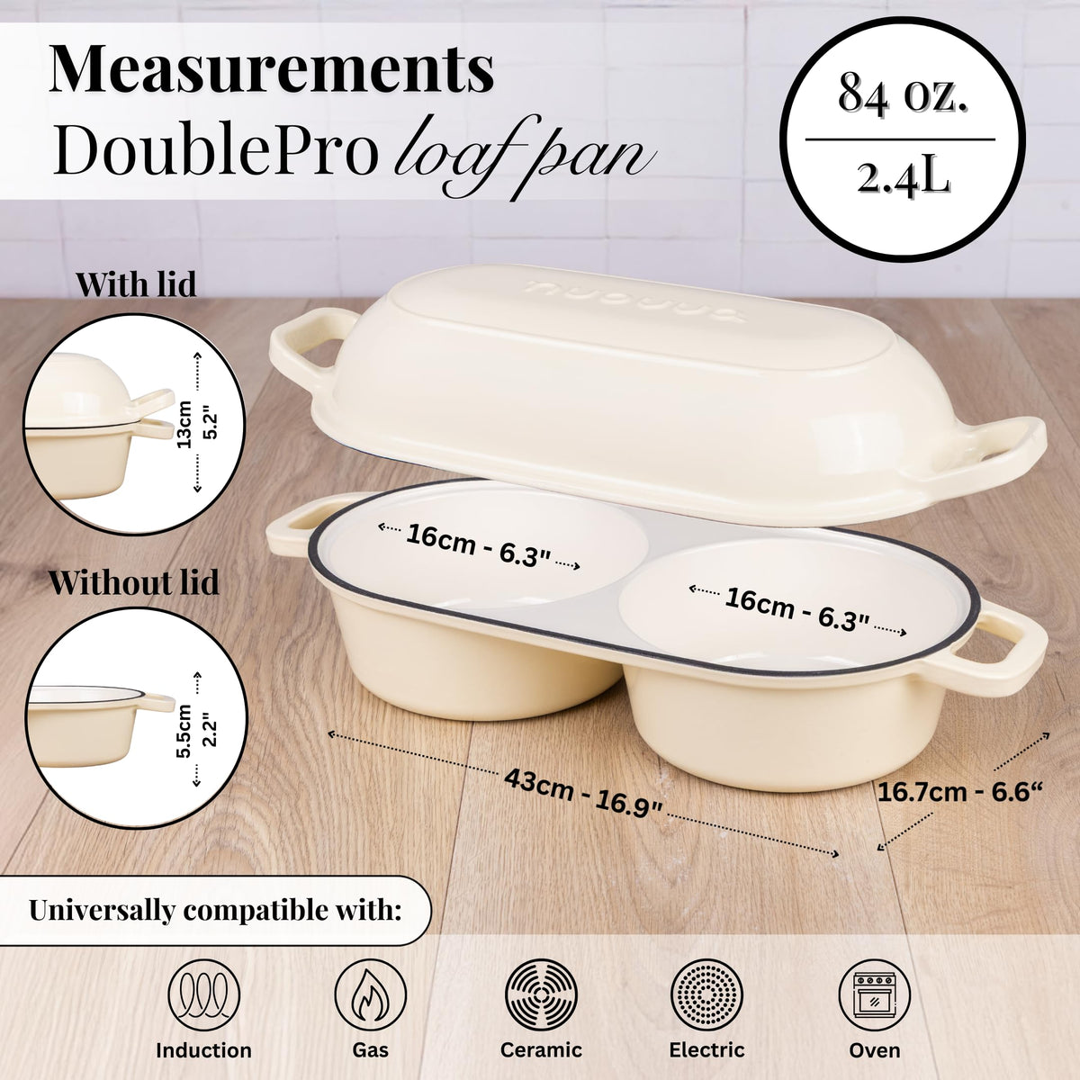 Nuovva enamelled surface allows easy cleanup after baking bread.