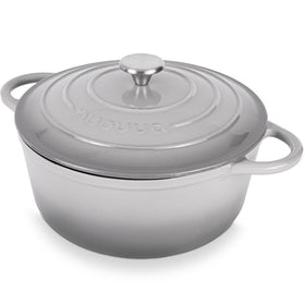 Nuovva enamelled cast iron Dutch oven with lid in grey for even heating and easy serving