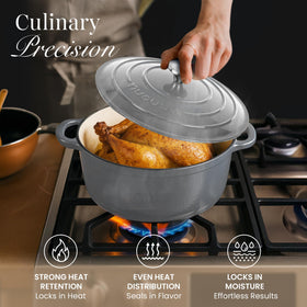 Nuovva 28 cm Dutch oven ready for braising in the oven