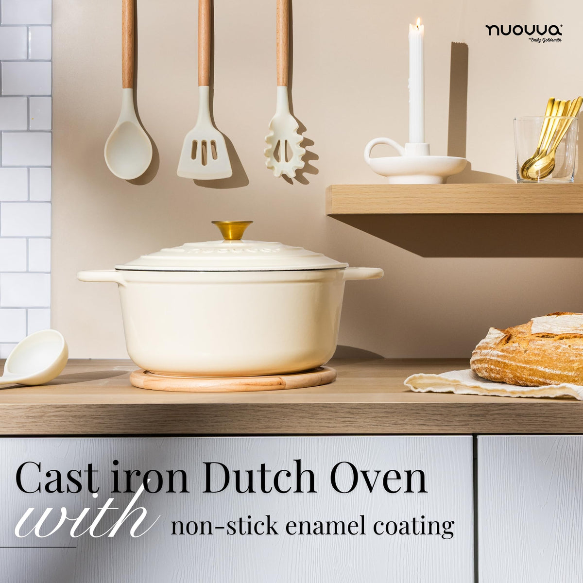 Nuovva 28cm cream enamelled pot ideal for stews and roasts