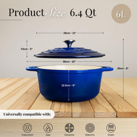 Nuovva enamelled Dutch oven on the stovetop for browning before oven braising.