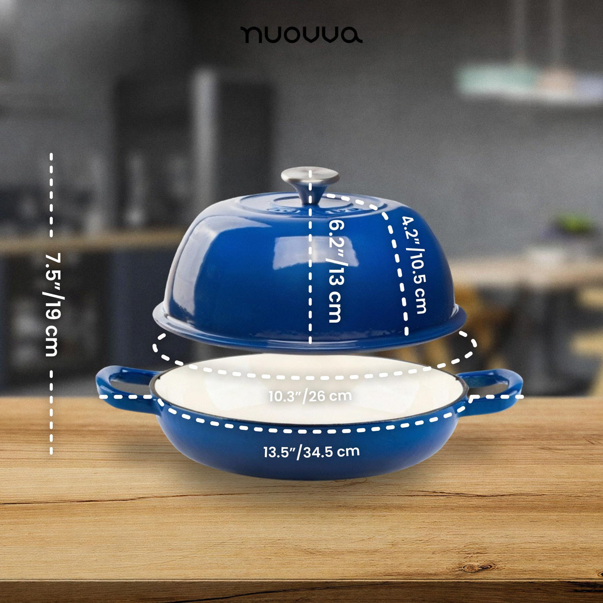Nuovva enamelled Dutch oven serving-ready design transitions from oven to table.