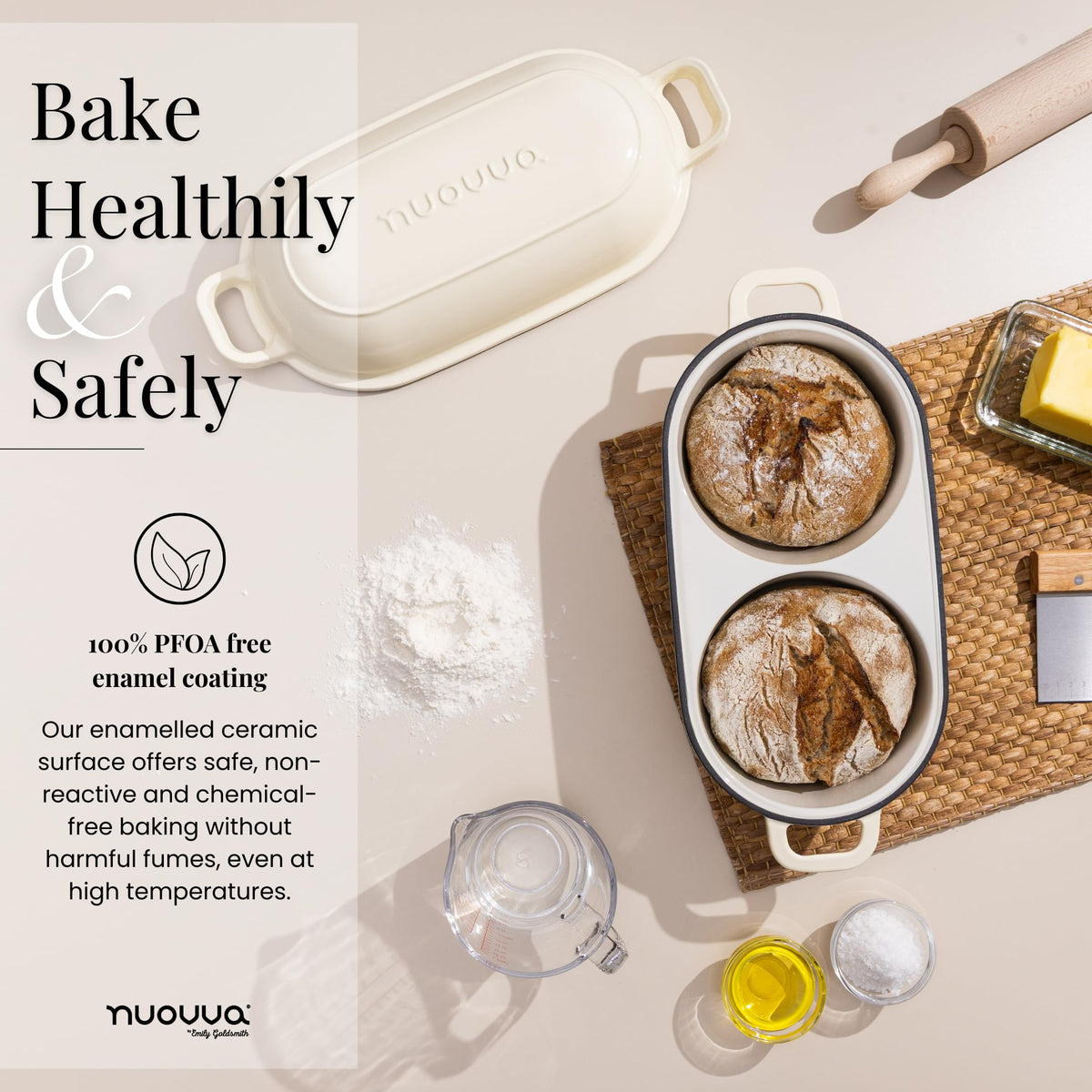 Nuovva versatile bread pot suitable for baking and roasting.
