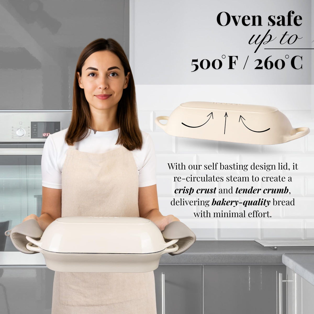Nuovva oven-safe to 500°F cast iron pan suitable for baking and roasting