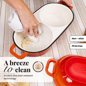 Nuovva oven-safe up to 500°F suitable for baking and roasting in one pot