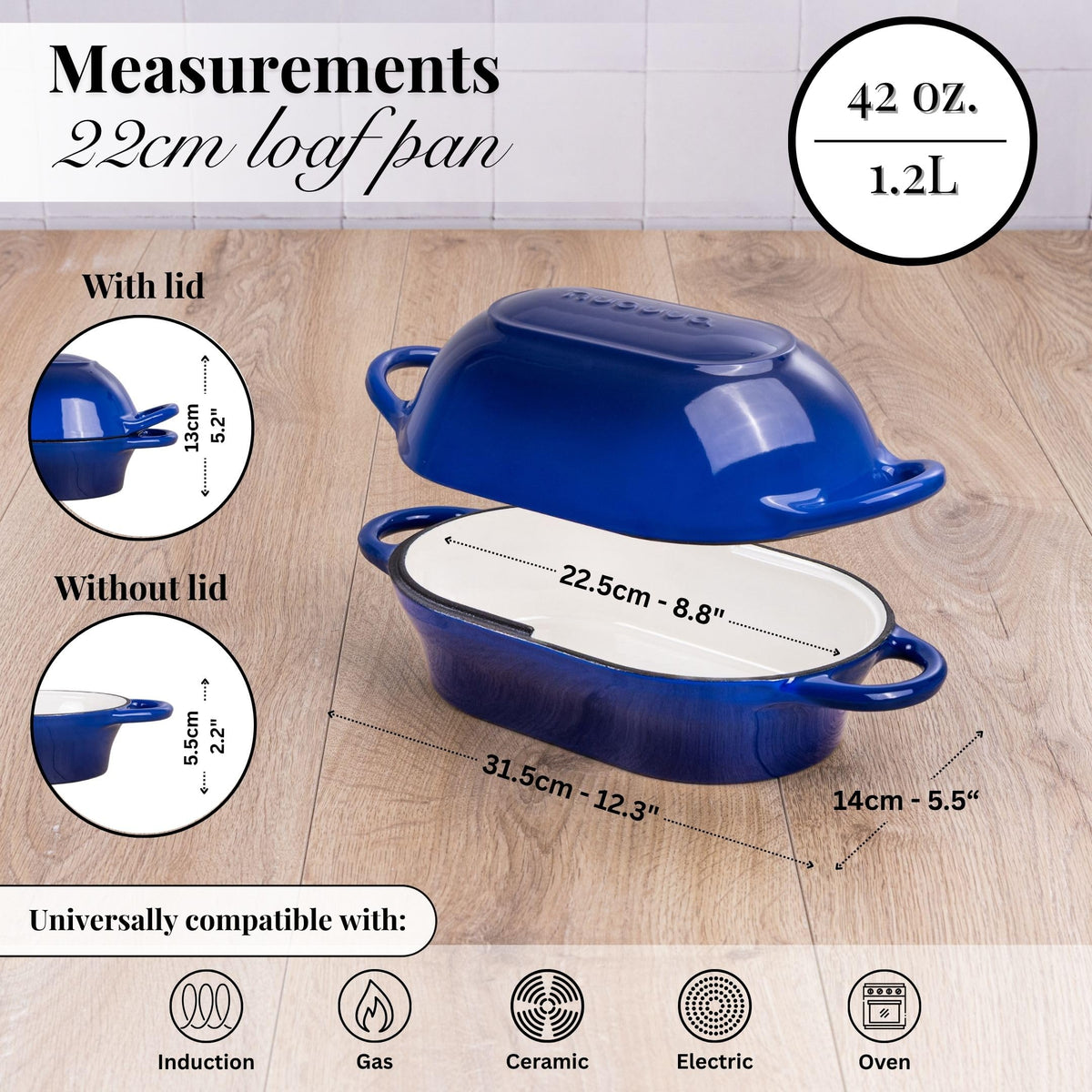 Nuovva rectangular bread pot in dark blue for daily baking