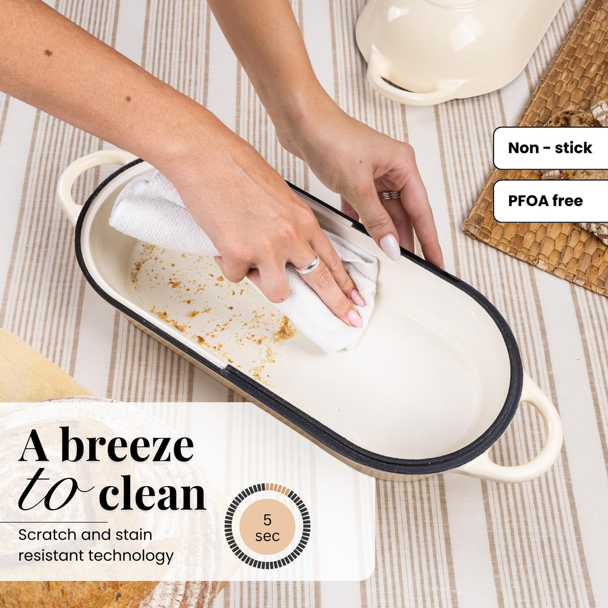 Nuovva self-basting lid steam-return feature enhances moisture in dishes