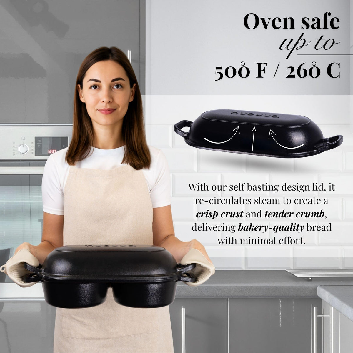Nuovva two-loaf spaces image highlighting simultaneous baking capacity