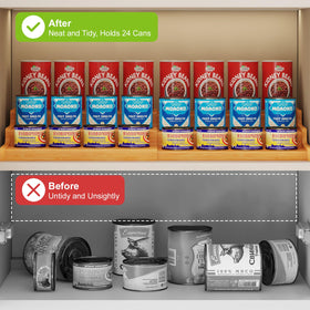 Holds up to 24 standard canned foods with easy access.