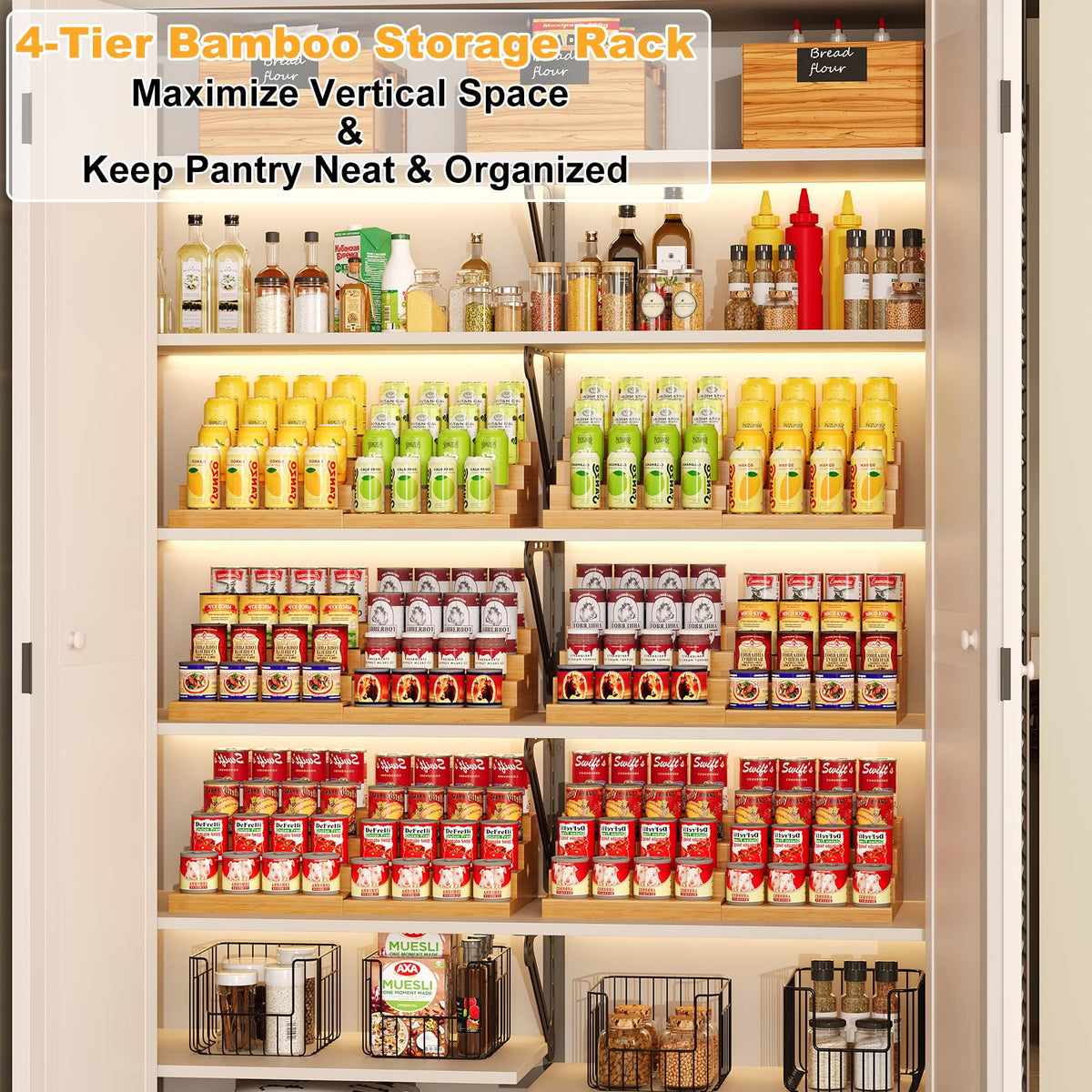 NuoyuanShen can rack storing opened cans directly for easy restock