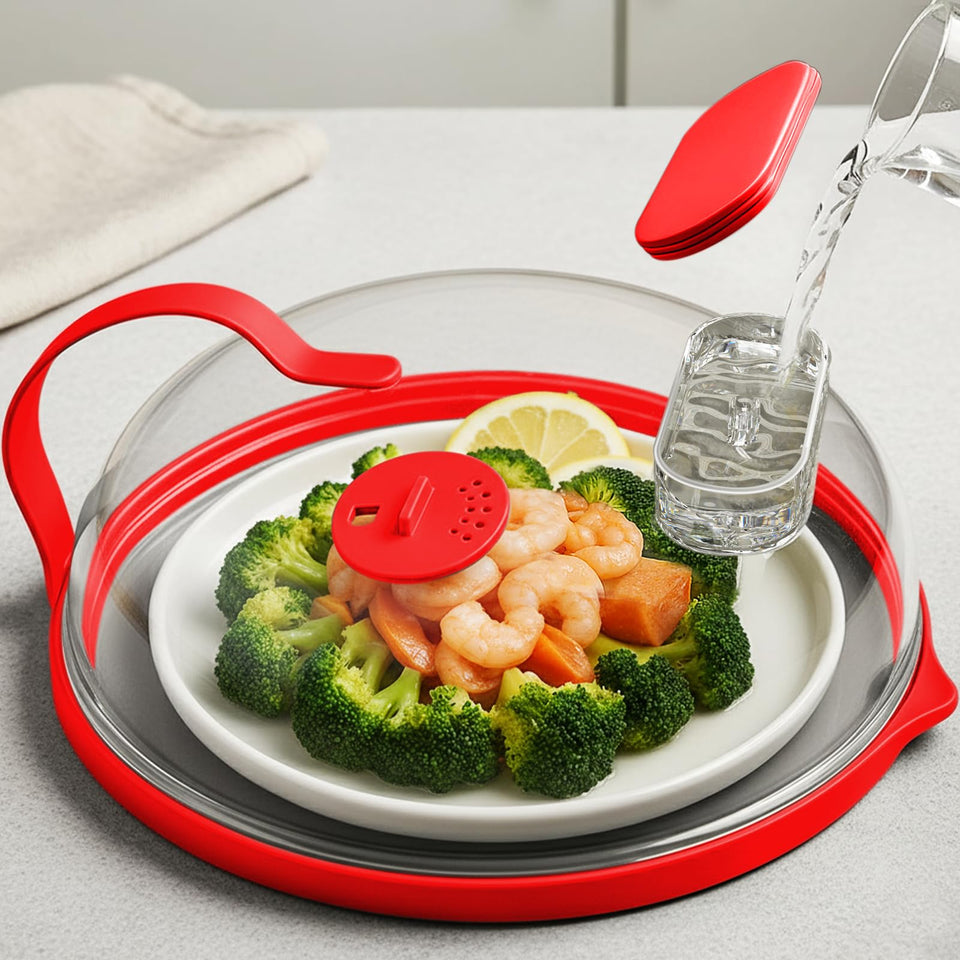 NUTIKAS microwave splatter cover with steam function for even heating