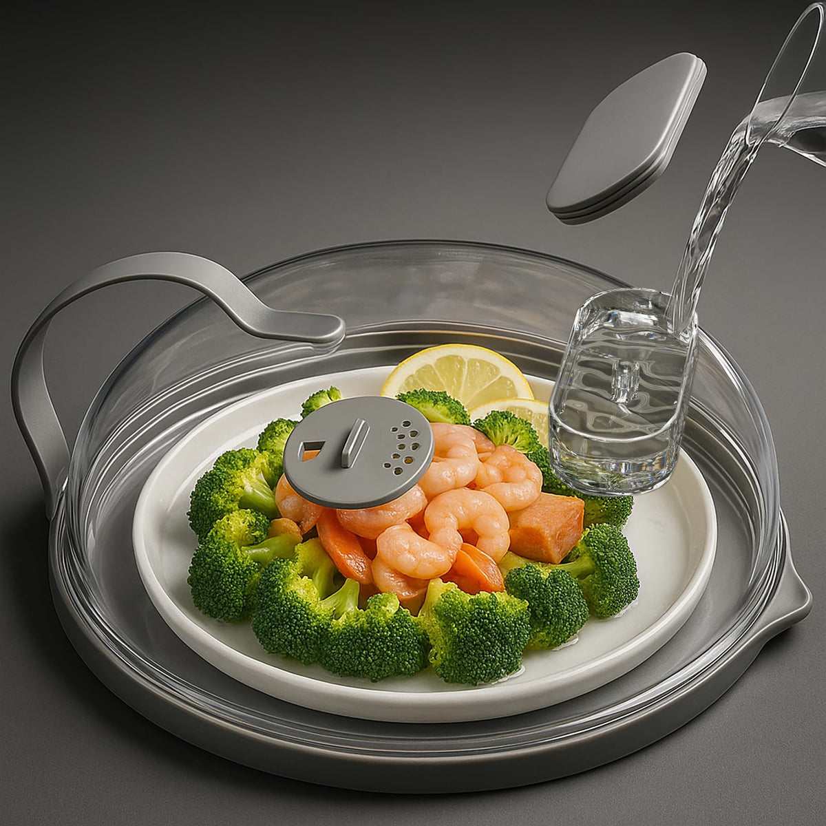 NUTIKAS microwave splatter cover with steam guard for even heating and moisture.