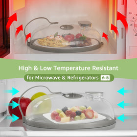 NUTIKAS plate coverage keeps splatters at bay and food warm.