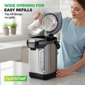 NutriChef adjustable temperature keeps water warm for drinks.