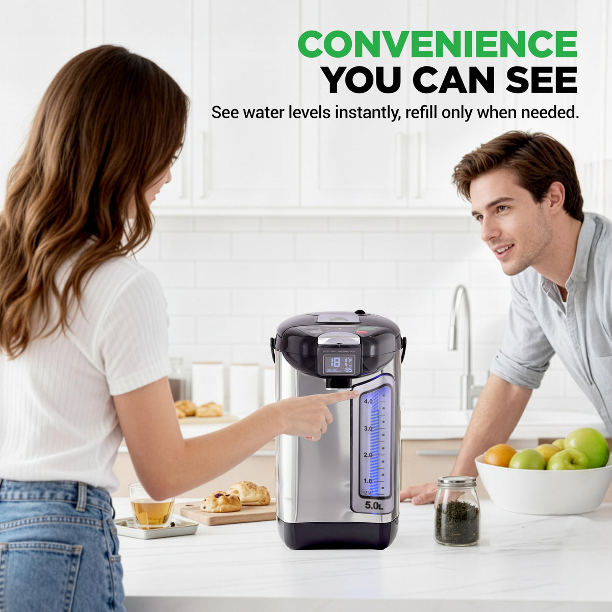 NutriChef LED dispense light illuminates during pouring.