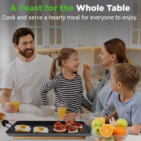NutriChef double burner griddle for crispy bacon with easy release.