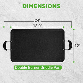 NutriChef two-burner coverage griddle fits larger stoves for batch cooking.