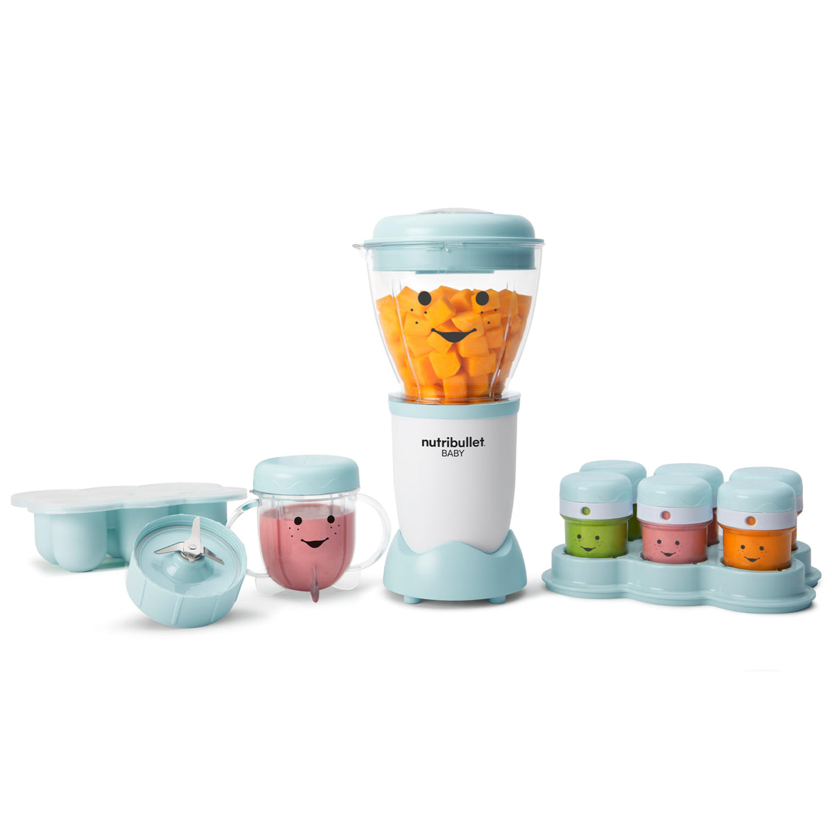 NutriBullet Baby 200W motor base powers quick, smooth purees for little eaters.