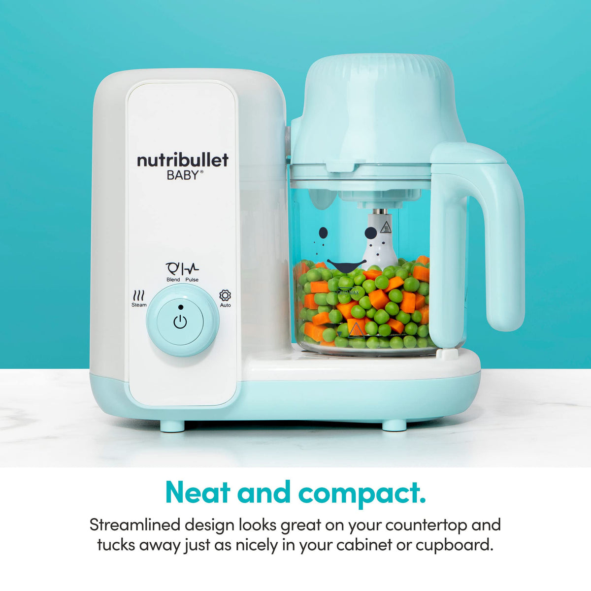 nutribullet Baby compact-all-in-one unit saves space.