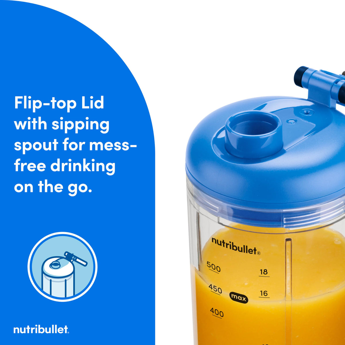 Nutribullet Flex 22oz cup provides ample blending capacity.