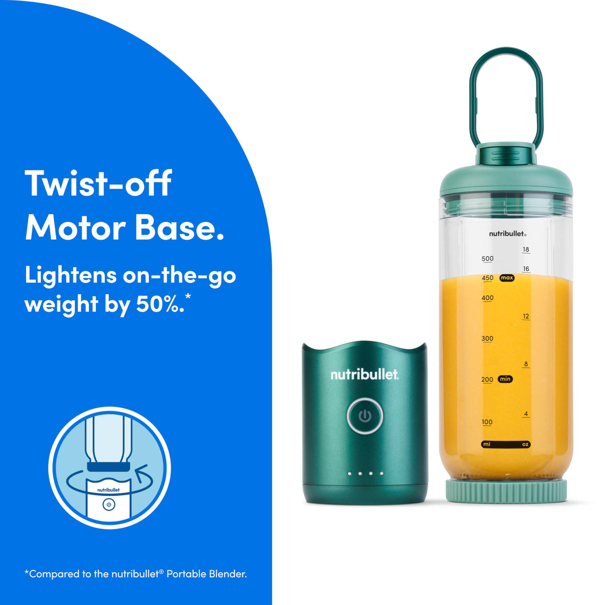 NutriBullet Flex carry loop enhances portable, hands-free use.