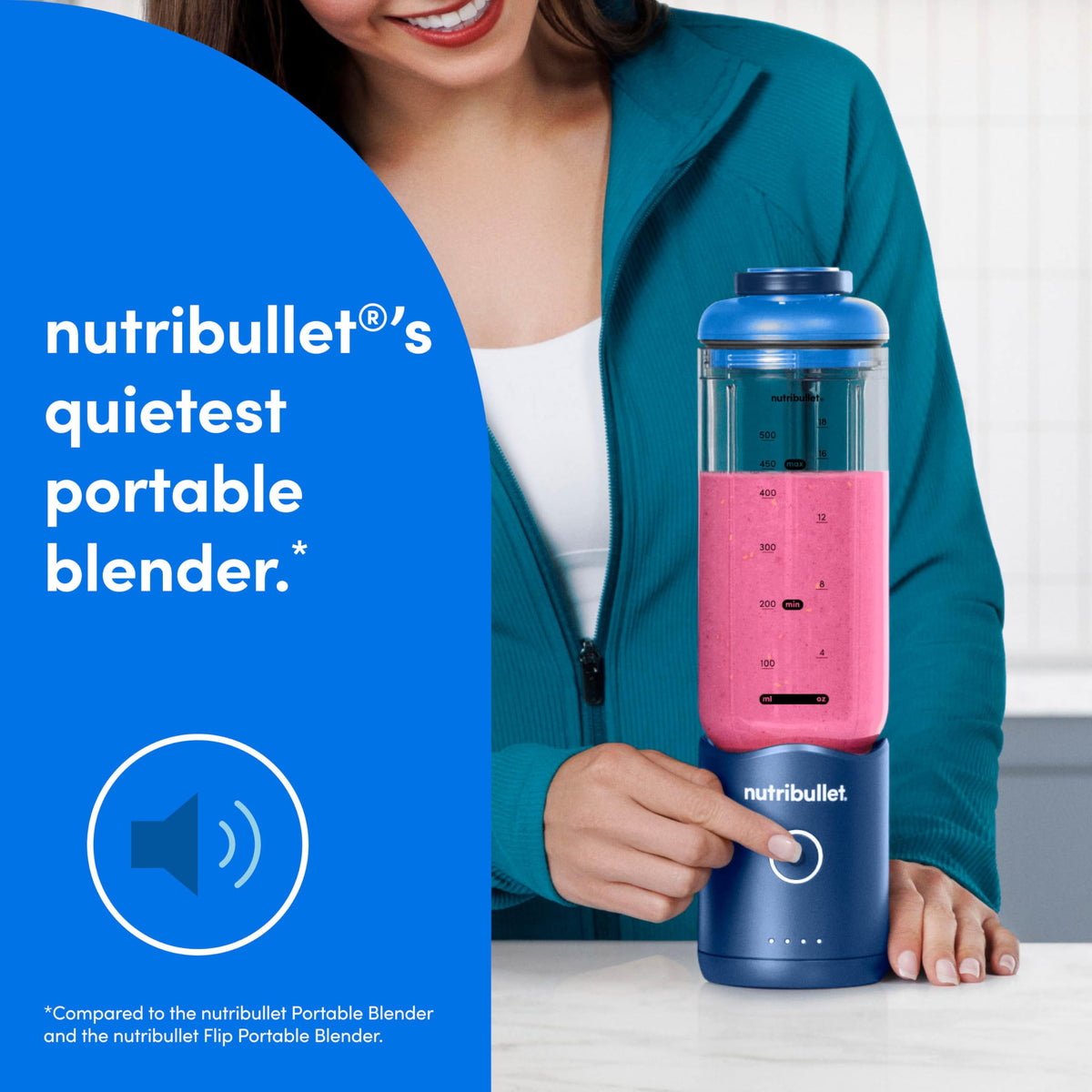 Nutribullet Flex carry loop for easy transport.