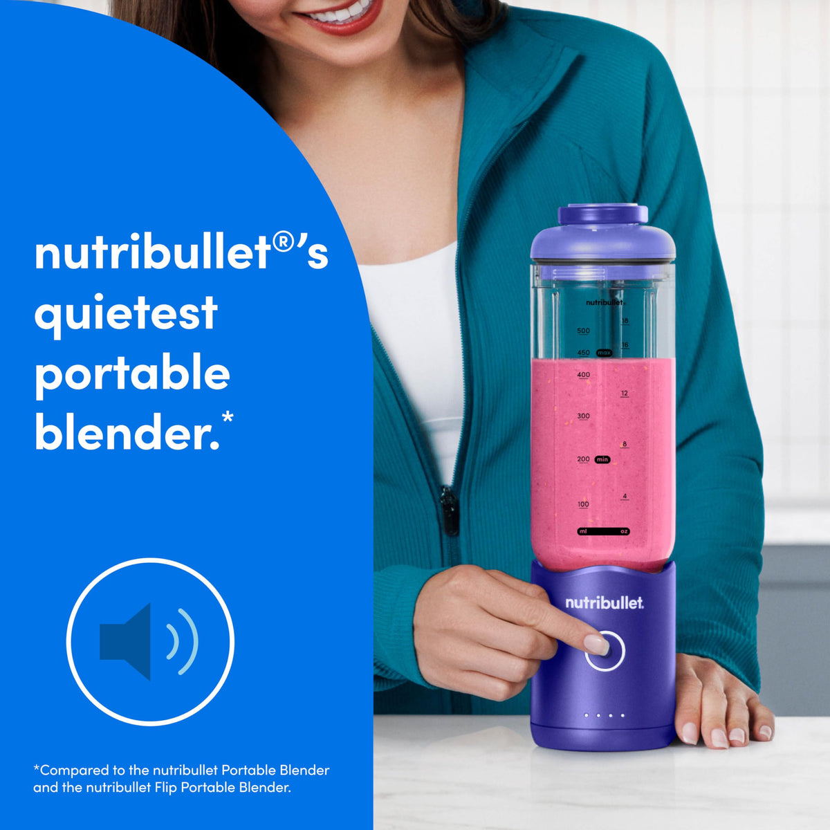 NutriBullet Flex two-tone purple design on the unit.