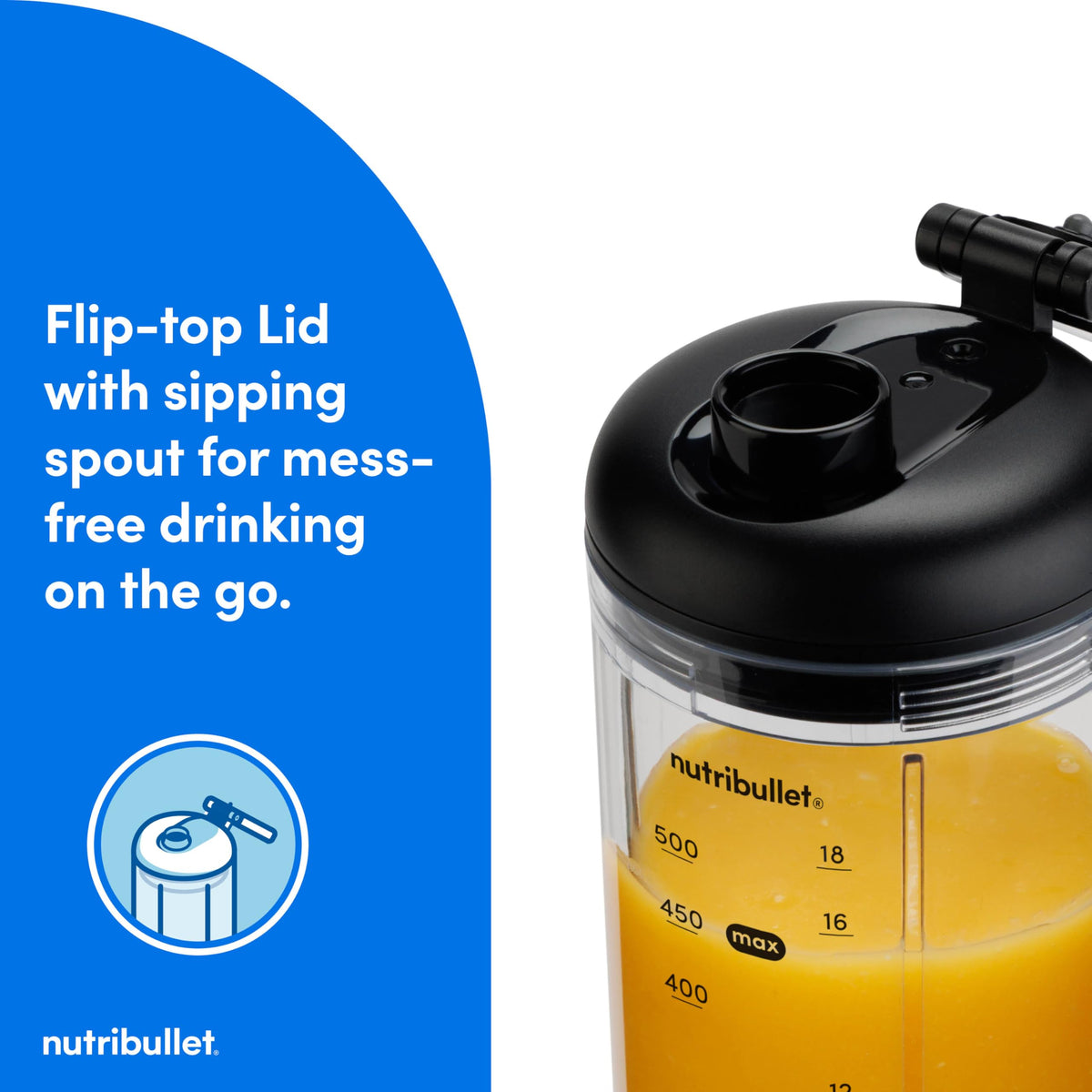 NutriBullet Flex 22oz blending cup provides ample smoothie capacity.