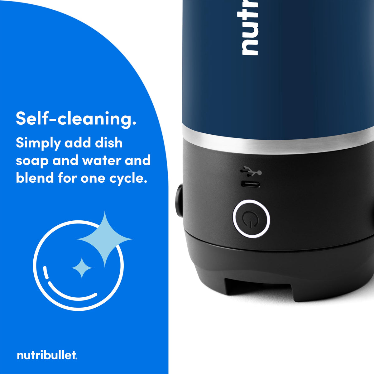 NutriBullet Flip easy cleaning with a quick soap-and-water cycle.