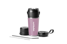 NutriBullet Flip lavender front view showing portable blender ready for quick smoothies