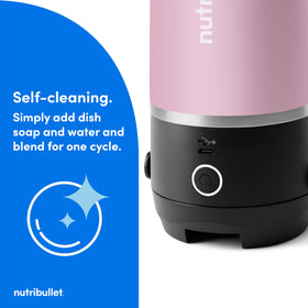 NutriBullet Flip lavender portable blender in use for on the go smoothies