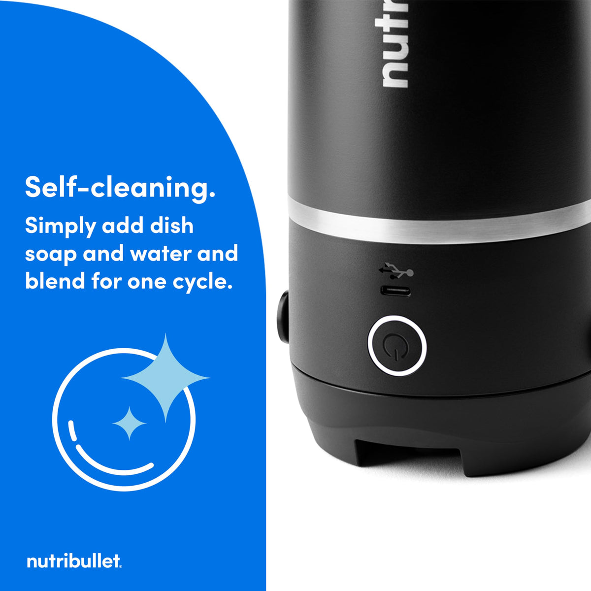 NutriBullet Flip stainless tumbler keeps beverages cold.