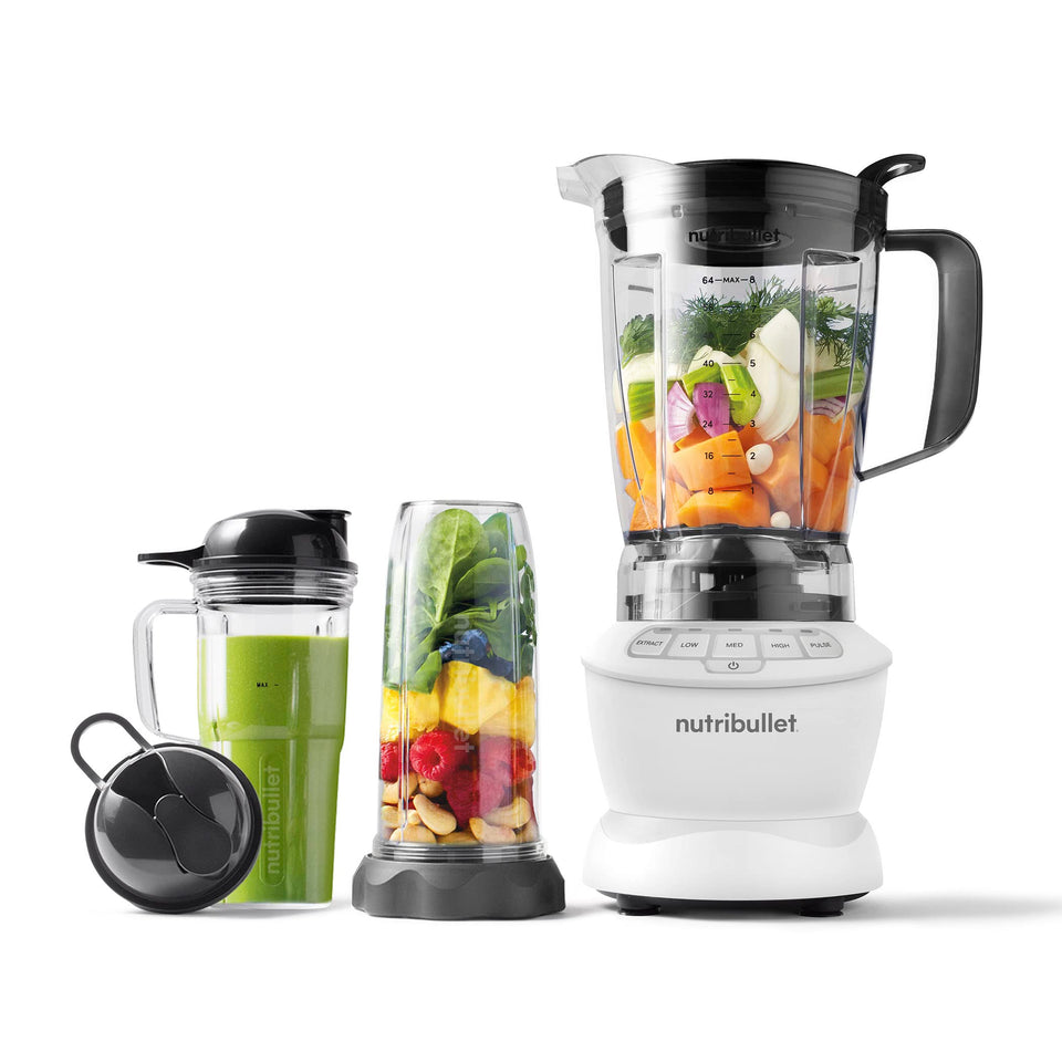 NutriBullet full-size blender base in matte white ready for powerful blends.
