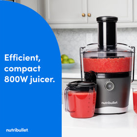 Wide 3-inch feed chute enables whole-fruit juicing for speed.