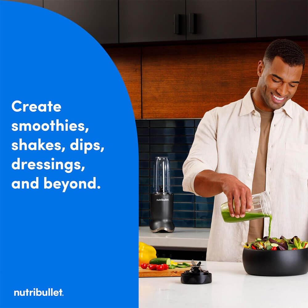 NutriBullet NB50500 Ultra cup made with Tritan Renew, 50% recycled content, dishwasher-safe.