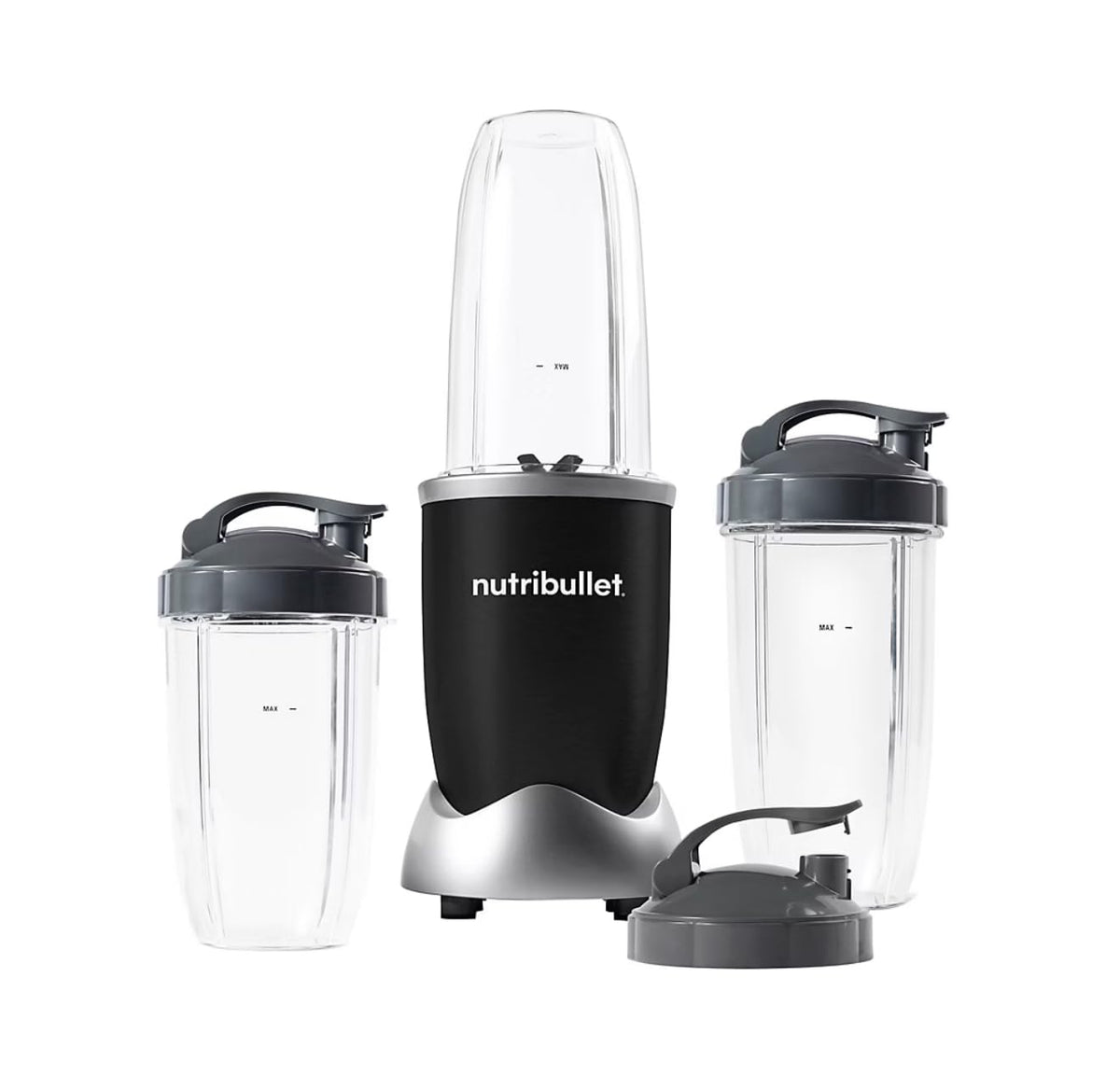 NutriBullet Pro 900 Matte Black collosal cup enables rapid smoothies.