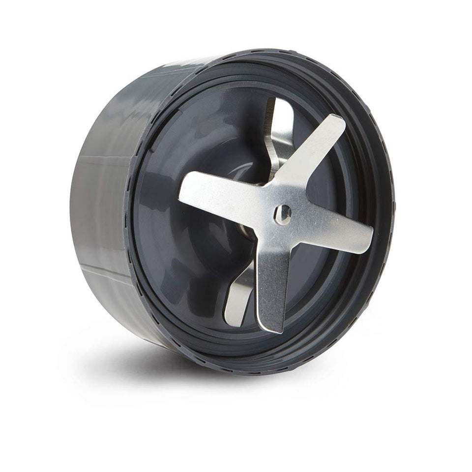 Nutribullet Pro/Sport emulsifier cross blade assembly shown for silky blends and easy replacements.