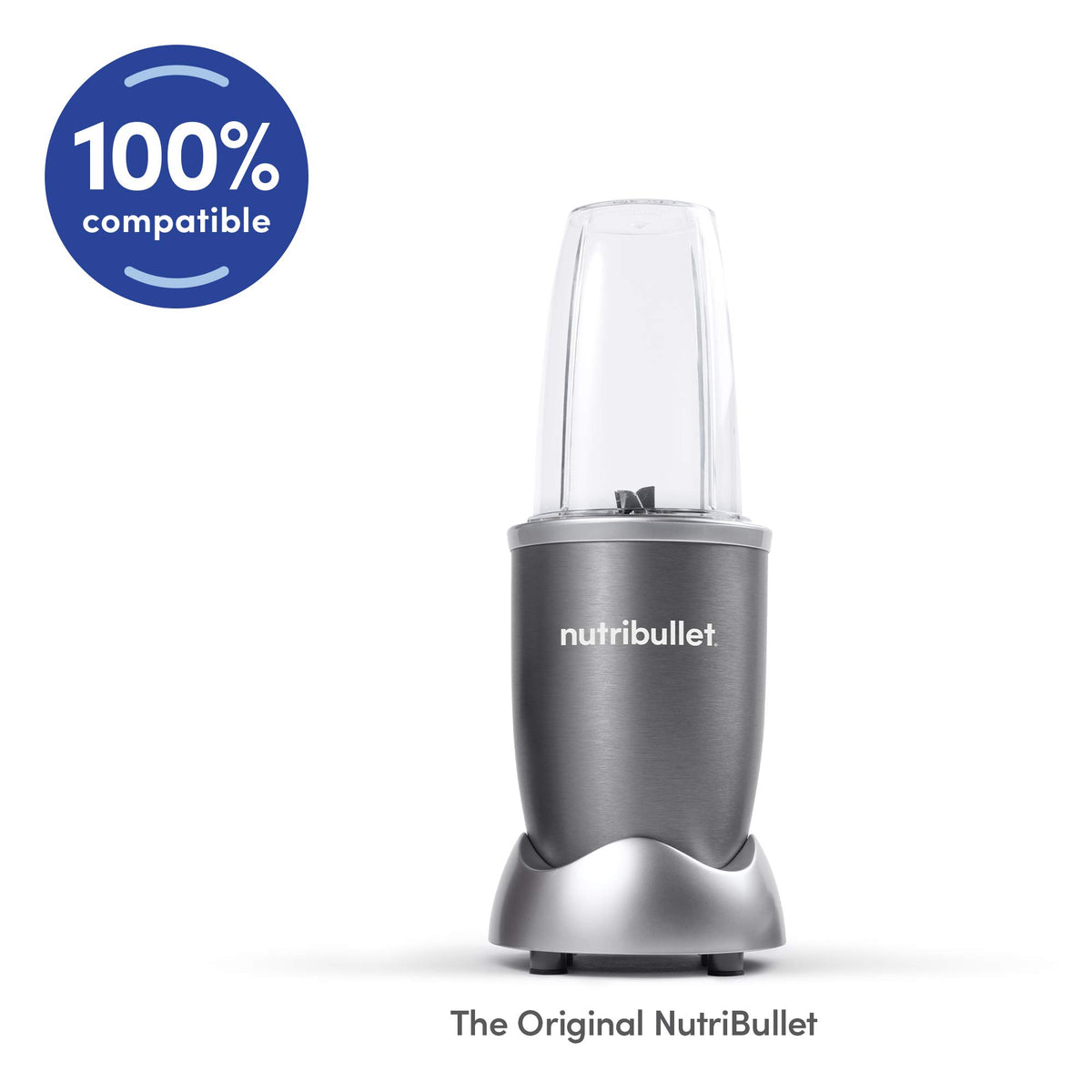 NutriBullet short 18-ounce cup keeps smaller recipes ready on the go.