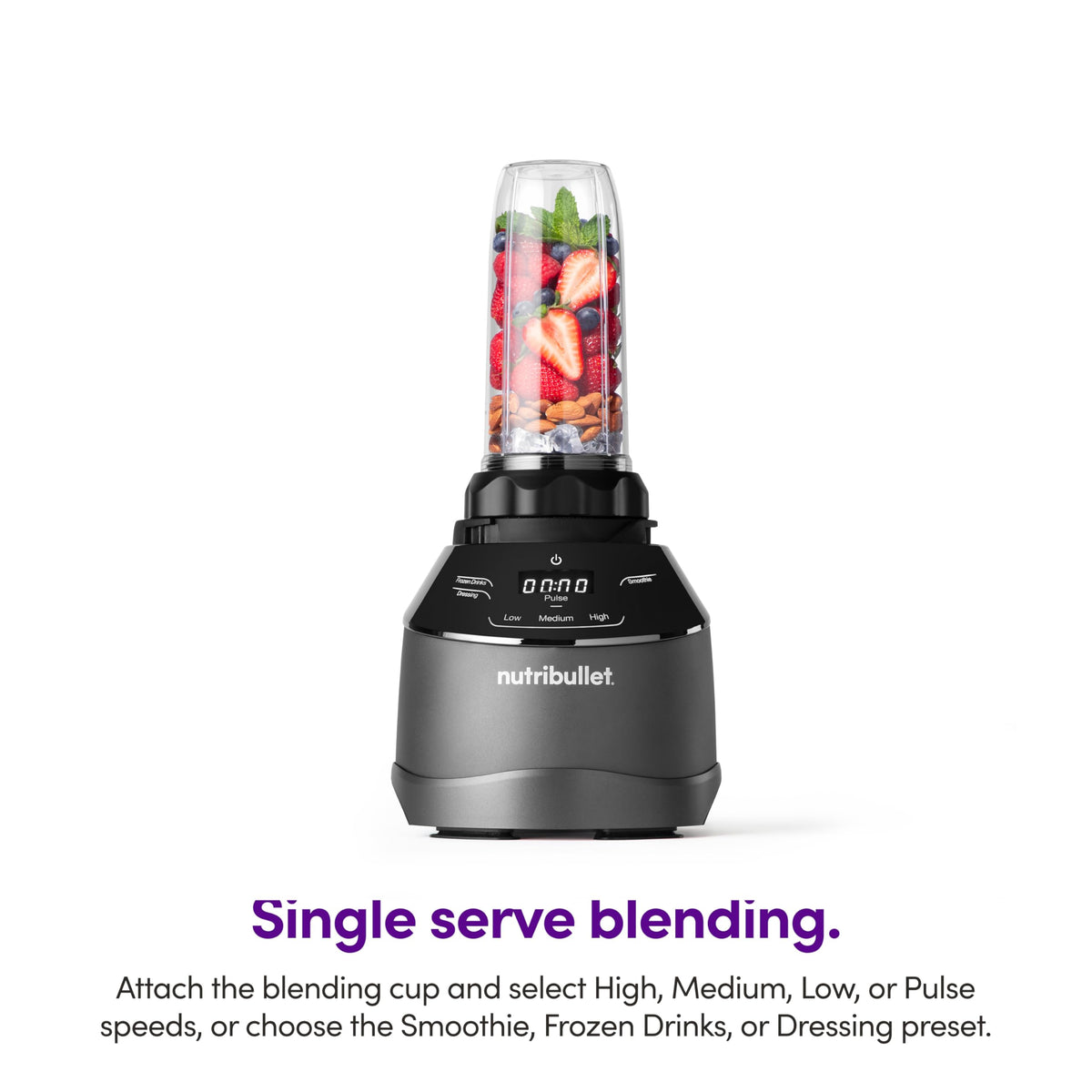 NutriBullet BPA-free dishwasher-safe parts simplify cleaning after use.
