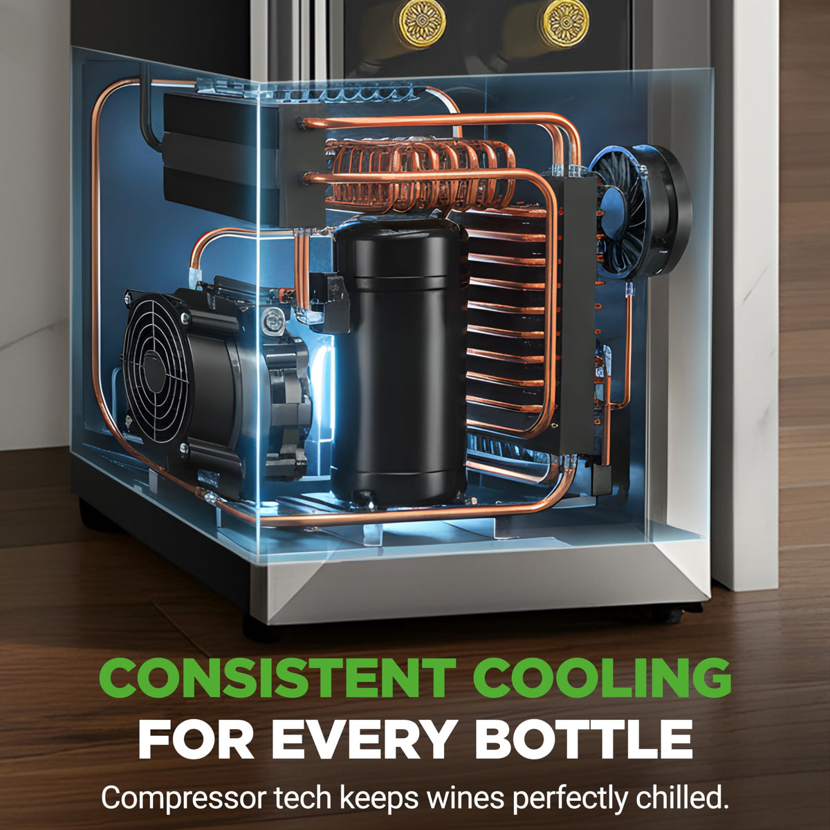 NutriChef wine fridge auto-lock feature adds child safety protection.