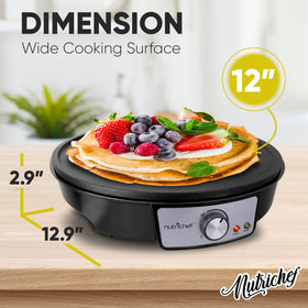 NutriChef 12-inch compact crepe maker fits countertop kitchens